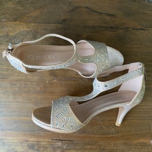 Nude rhinestone heels